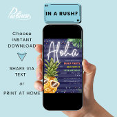 Tropische Luau Pineapple Beach Boy Blauwe Verjaard Kaart