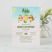 Tropische Luau Pineapple Beach Verjaardag Kaart (Staand voorkant)