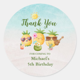 Tropische Luau Pineapple Beach Verjaardag Ronde Sticker