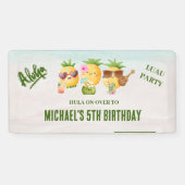 Tropische Luau Pineapple Beach Verjaardag Spandoek (Horizontaal)