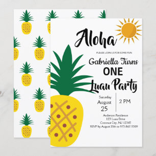 Tropische Luau Pineapple First Birthday Party Kaart