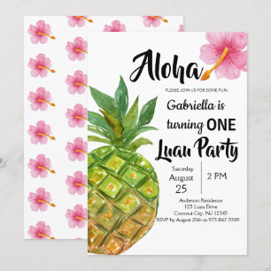 Tropische Luau Pineapple First Birthday Party Kaart
