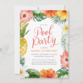 Tropische Luau Pool Party Verjaardag Kaart (Voorkant)