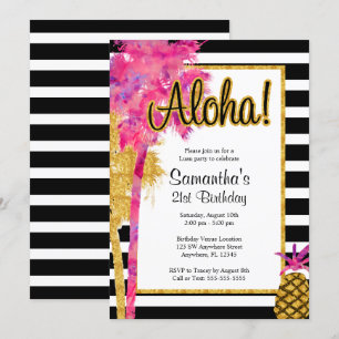 Tropische Luau Stripes 21e verjaardag Kaart