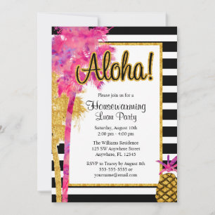 Tropische Luau Stripes Housewarming Party nodigt u Kaart