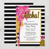 Tropische Luau Stripes Housewarming Party nodigt u Kaart (Voorkant / Achterkant)