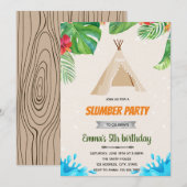 Tropische luau-theepee bij het poolthema kaart (Voorkant / Achterkant)