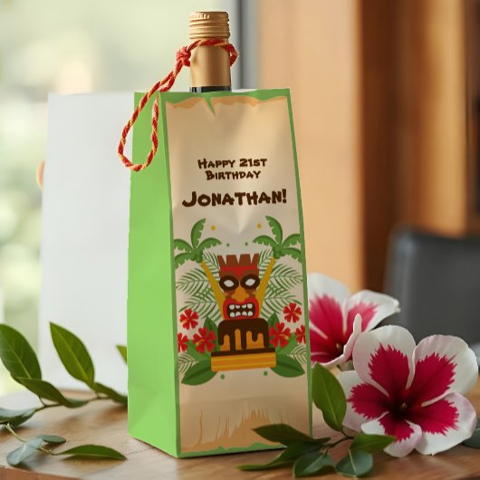 Tropische Luau Tiki Bar Leuke Retro Hawaiiaanse Ve Wijn Cadeautas