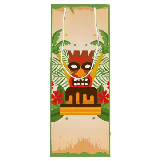 Tropische Luau Tiki Bar Leuke Retro Hawaiiaanse Ve Wijn Cadeautas (Achterkant)