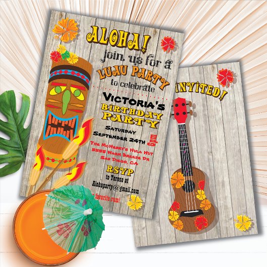 Tropische Luau Tiki Feest Uitnodigingen