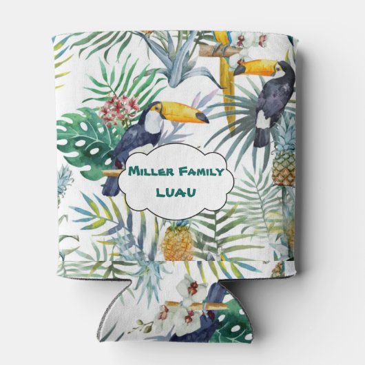 Tropische Luau, Tucan, Pinappel Blikjeskoeler (Achterkant)