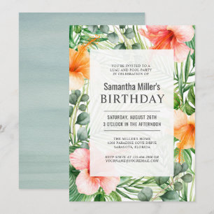 Tropische Luau Verjaardag Pool Party Kaart