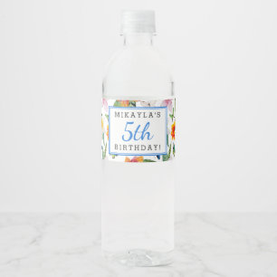 Tropische Luau Verjaardag Waterfles Labels Etiket