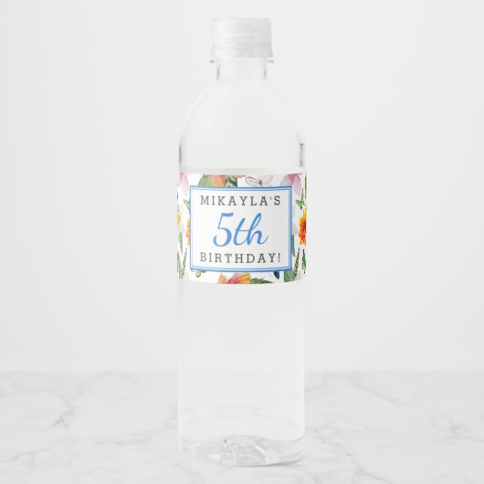 Tropische Luau Verjaardag Waterfles Labels Waterfles Etiket (Voorkant)