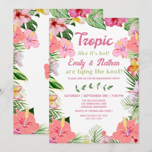 Tropische Luau Verlovingsfeest Uitnodiging (Voorkant / Achterkant)