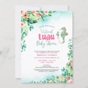 Tropische Luau Virtual Baby shower Seapaarden Kaart
