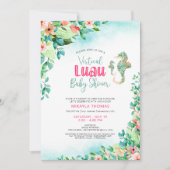 Tropische Luau Virtual Baby shower zeepaardjes Kaart (Voorkant)