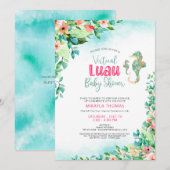 Tropische Luau Virtual Baby shower zeepaardjes Kaart (Voorkant / Achterkant)