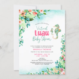 Tropische Luau Virtual Baby shower zeepaardjes Kaart
