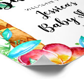 Tropische Luau Waterverf Faux Glitter Baby shower Poster (Hoek)