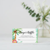Tropische Luau Waterverf Glitter Diaper Raffle Informatiekaartje (Staand voorkant)