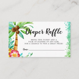 Tropische Luau Waterverf Glitter Diaper Raffle Informatiekaartje