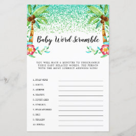 Tropische Luau Waterverf Glitter Word Scramble