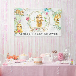 Tropische Luiaard Baby Shower Welkom Banner