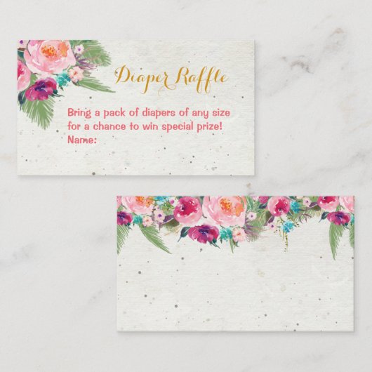 Tropische luier Raffle Kaart (Voorkant / Achterkant)