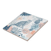 Tropische Luipaard Blau Perzik Abstract Tegeltje (Zijkant)