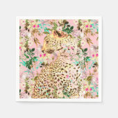 Tropische luipaardprint bloem hawaïaans  servet (Voorkant)