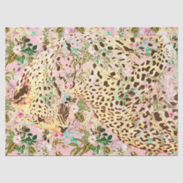 Tropische luipaardprint bloemendruk Hawaiiaans roz Tissuepapier