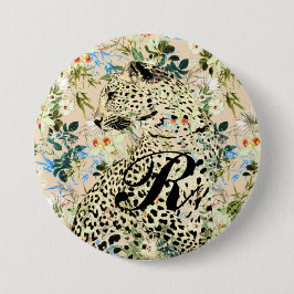 Tropische luipaardprint bloemige Hawaïaanse Ronde Button 7,6 Cm