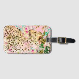 Tropische luipdruk floral Hawaiian Bagagelabel