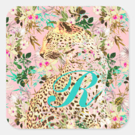 Tropische luipdruk floral Hawaiian Vierkante Sticker