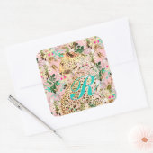 Tropische luipdruk floral Hawaiian Vierkante Sticker (Envelop)