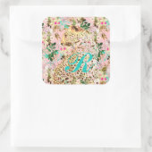 Tropische luipdruk floral Hawaiian Vierkante Sticker (Tas)