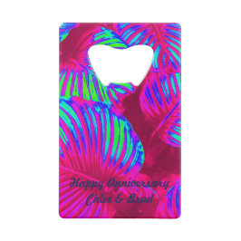Tropische Lush Magenta Leaves Creditkaart Flessenopener