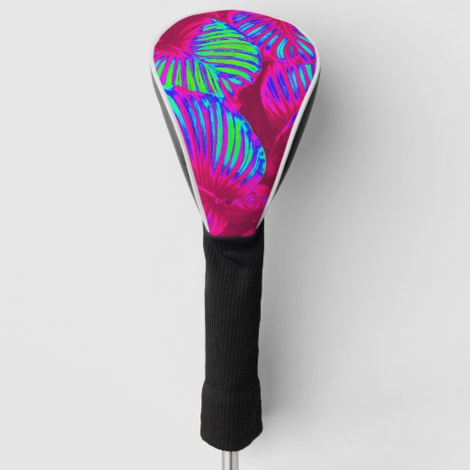 Tropische Lush Magenta Leaves Golfheadcover (Voorkant)