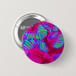 Tropische Lush Magenta Leaves Ronde Button 5,7 Cm