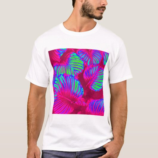 Tropische Lush Magenta Leaves T-shirt (Voorkant)