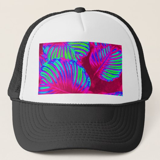 Tropische Lush Magenta Leaves Trucker Pet (Voorkant)