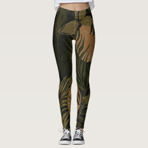 Tropische maan Palm: Naadloos patroon 's nachts Leggings
