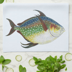 Tropische maanvis, Vintage Mariene Aquatische Dier Theedoek