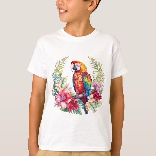 Tropische Macaw papegaai T-shirt (Voorkant)
