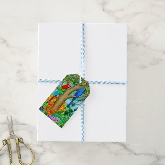 Tropische Macaw Papegaaien Gift Labels Cadeaulabel (Met Touw)