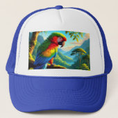 Tropische Macaw Parrot "Bird Lover" Trucker Hat Trucker Pet (Voorkant)