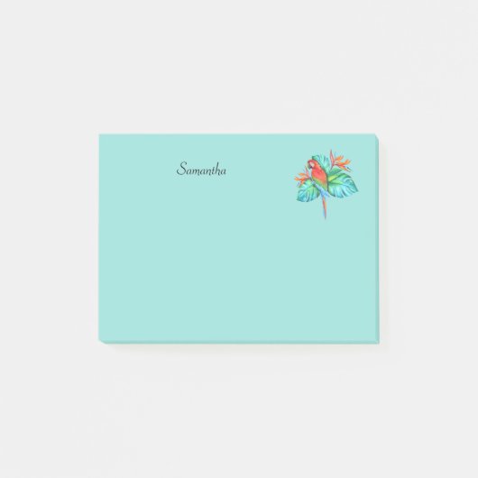 Tropische Macaw Parrot Gepersonaliseerd 4x3 Post-i Post-it® Notes (Voorkant)