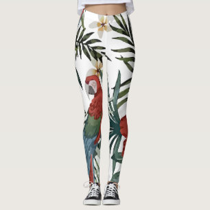 Tropische  Macaw Parrot Hibiscus Leggings