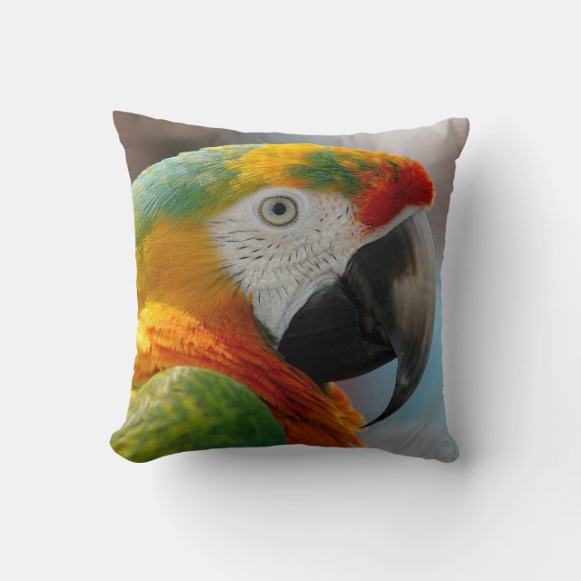 Tropische Macaw Parrot Kussen (Voorkant)
